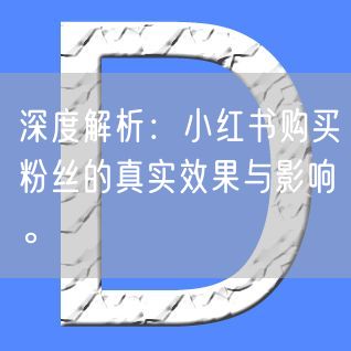 深度解析：小红书购买粉丝的真实效果与影响。